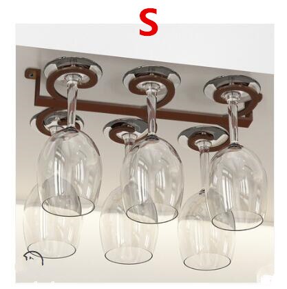 4 - 12 Wine glass rack Hanging Under Cabinet wine cup holder Stemware storage rack display shelf Organizer bar accessoires: bronze             S