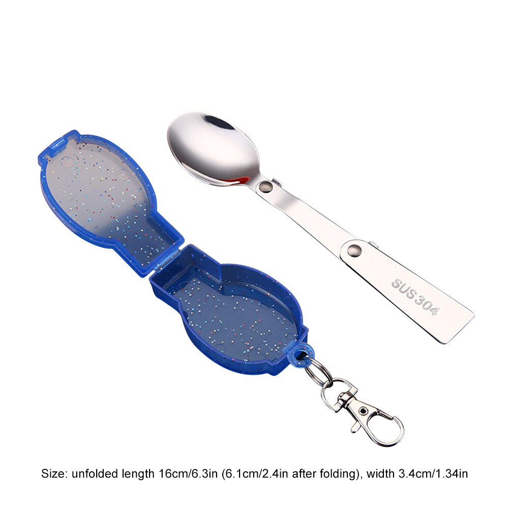 Stainless Steel Folding Pocket Spoon Spork Camping Utensil Portable Outdoor Travel Picnic Tableware Spoon with Storage Box