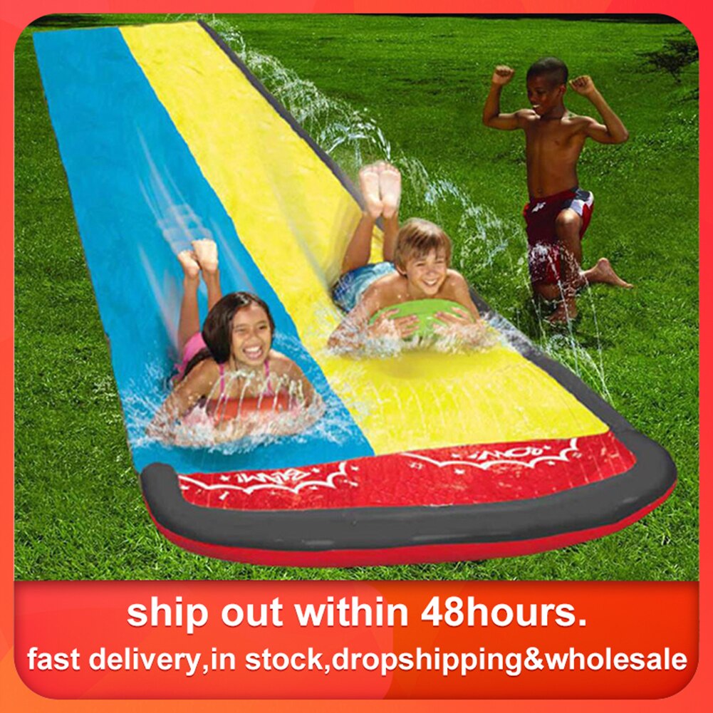 Double Surf PVC Water Games Toy Fun Lawn Grass Water Slides Pools for Kids Summer Backyard Outdoor Water Toys