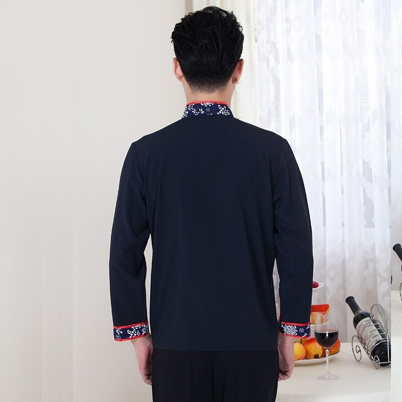 Featured Hotel Restaurant Farmhouse Waiter Uniforms Chinese Style Waitress Working Uniform Long Sleeve Overall Uniform