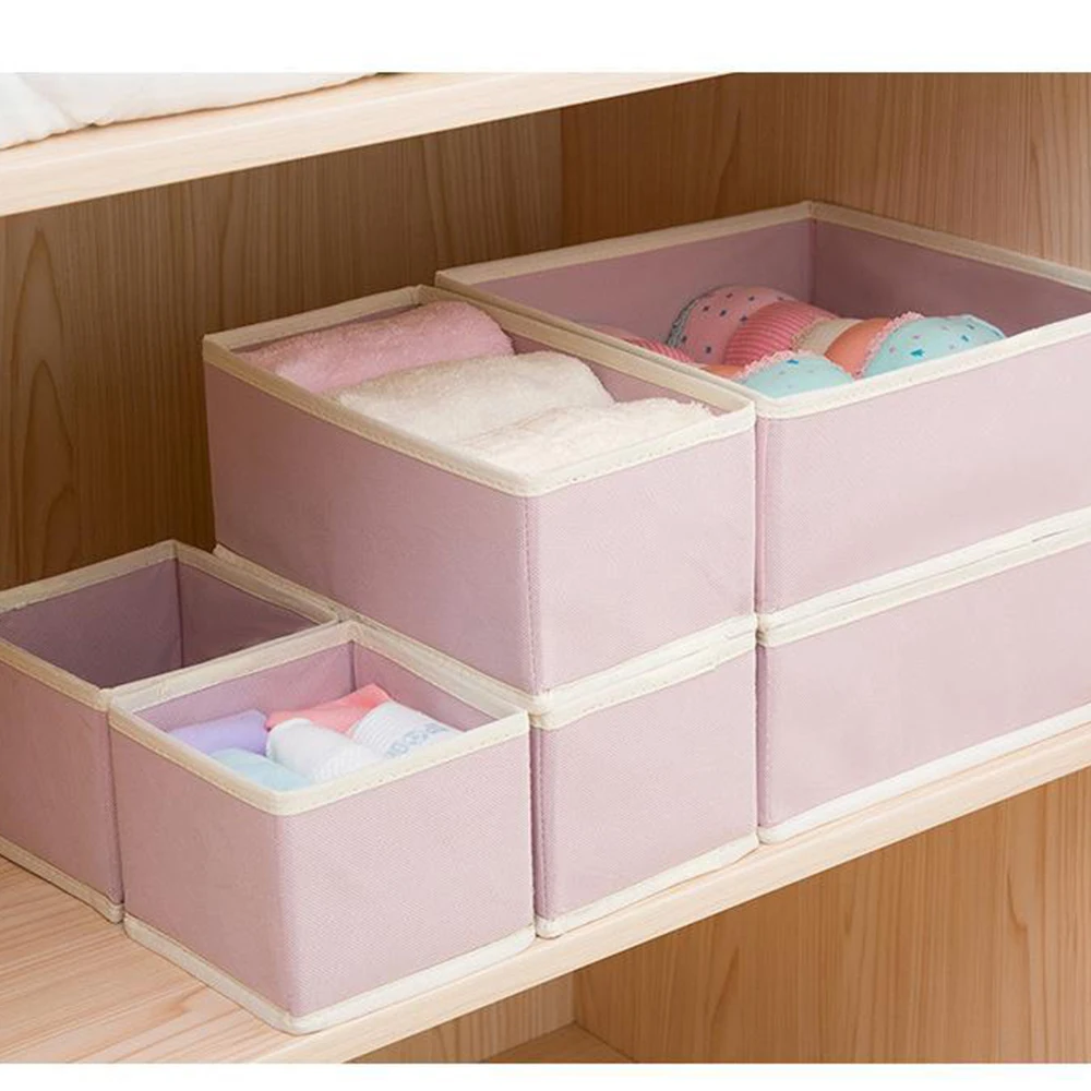 Schubladen-Organizer, 6 Stück/einstellen, Schlafzimmer-Schrank-Aufbewahrungsboxen, faltbarer Stoff-Schrank-Aufbewahrungskorb für Kleidung, Unterwäsche, BH, Socken