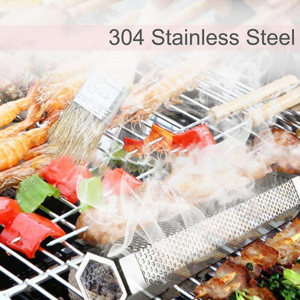 Fyrkantig rund bbq grill kallrökning mesh rör rök rökare rostfri generator pellet  s4 z 5