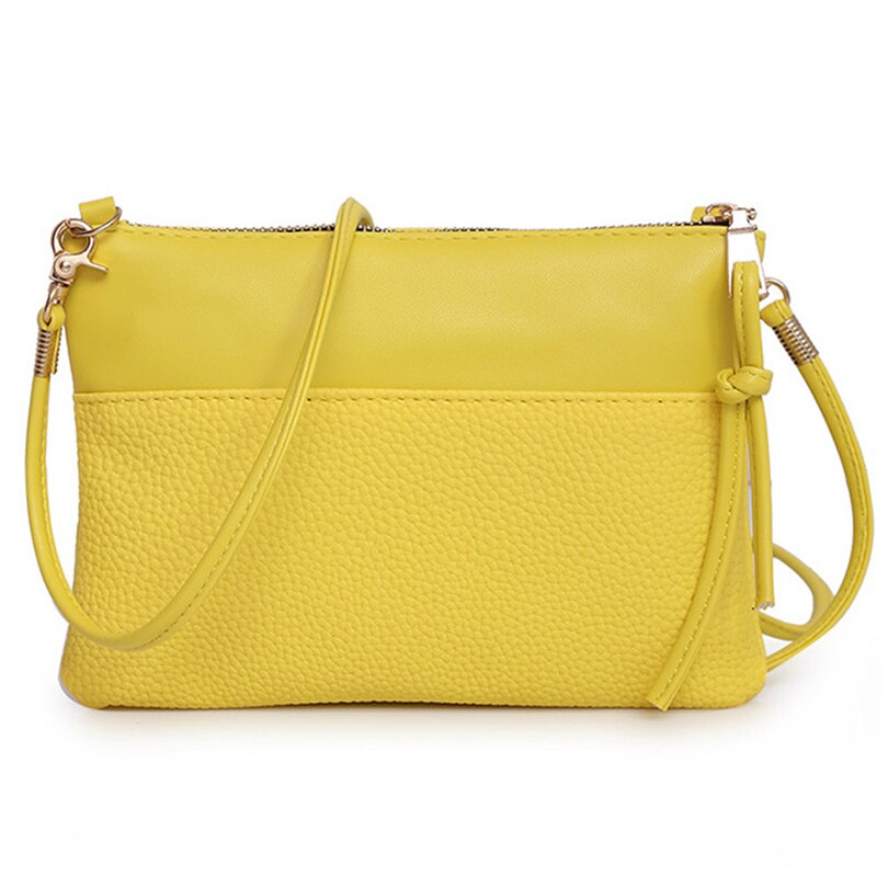 HTNBO Mulheres Messenger Bags Moda Bolsa Bolsa de Ombro Bolsa Senhoras Moeda Sacos de Telefone Bolsa Pequena Praça A30: Amarelo