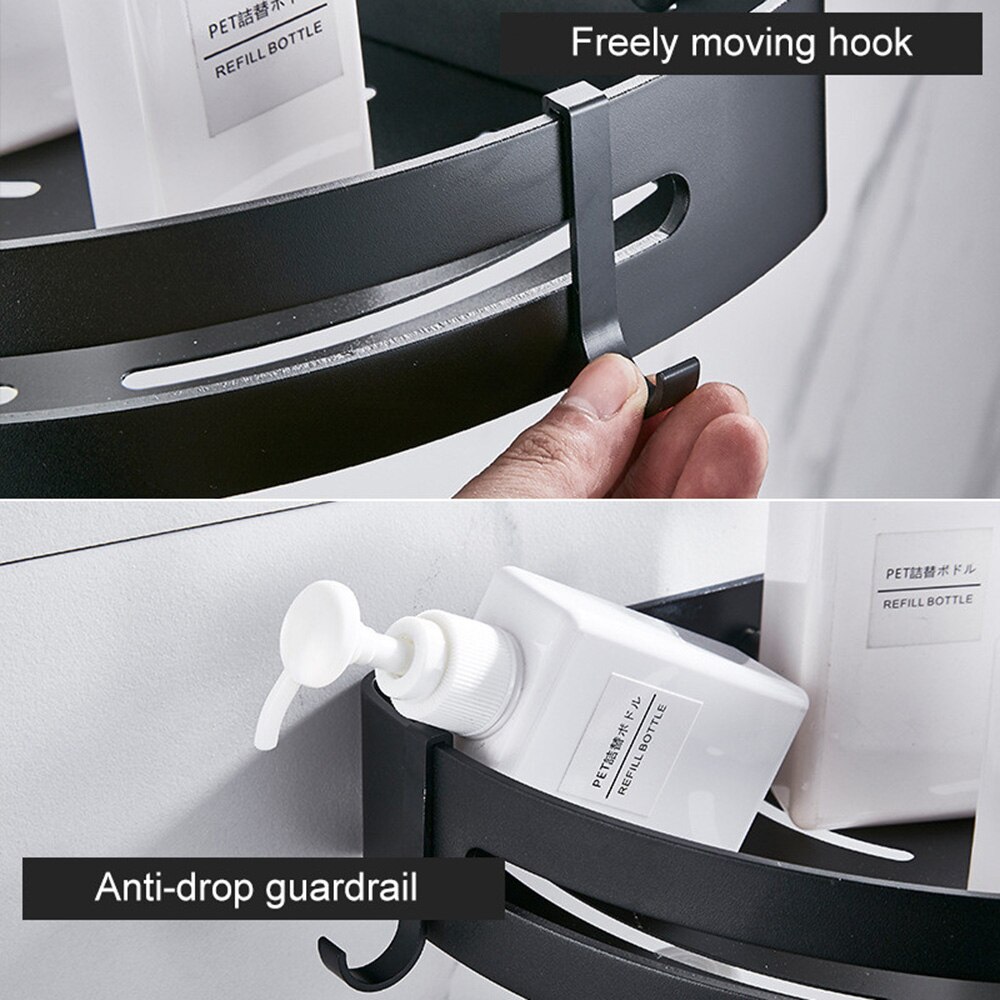 Dreieck Handtuch Dusche Storage Rack Schwarz Ecke Regale Wand Montiert Aluminium Lagerung Korb Organizer Bad Zubehör