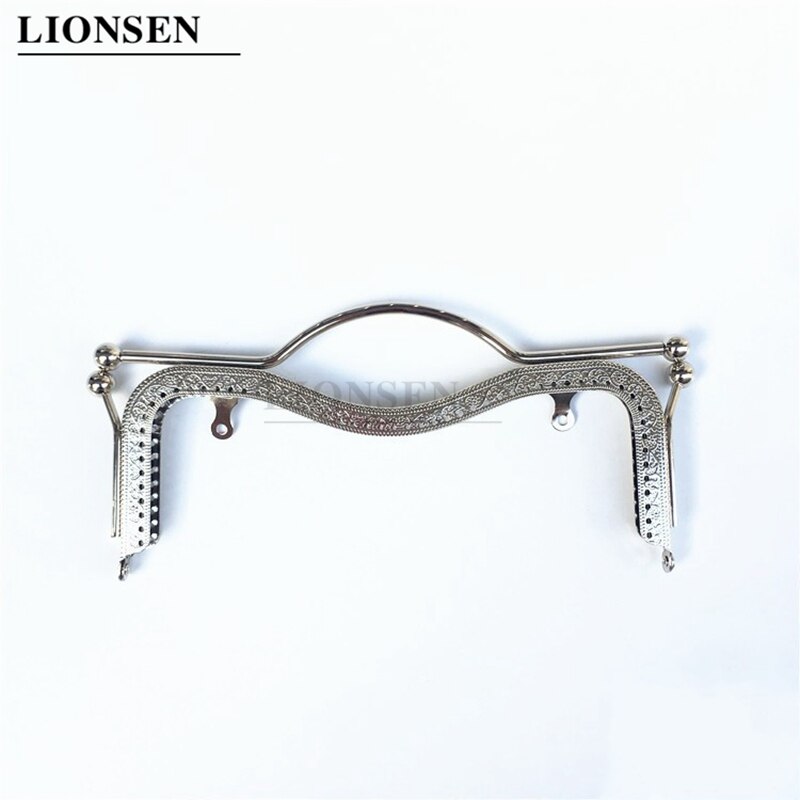 LIONSEN 20.5CM Lip-shaped Metal Purse Frame Handle Clutch Bag Accessories Kiss Clasp Lock Bronze Embossing HandBag Hardware