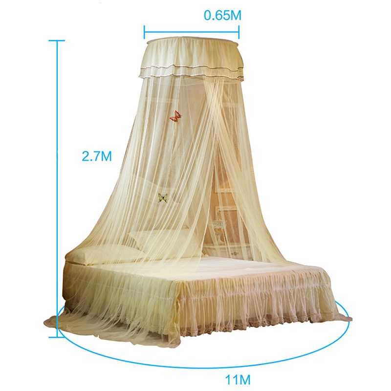 Yellow 5 Colors Round Lace Insect Bed Canopy Netting Curtain Dome Mosquito Net House Bedding Summer