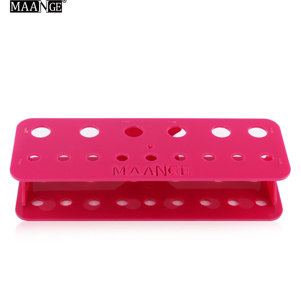 15 Holes Acrylic Makeup Brush Holder Organizer Drying Rack Shelf Display Dryer Stand Storag Case Cosmetic Tool Tear off Sticker: red without brushes