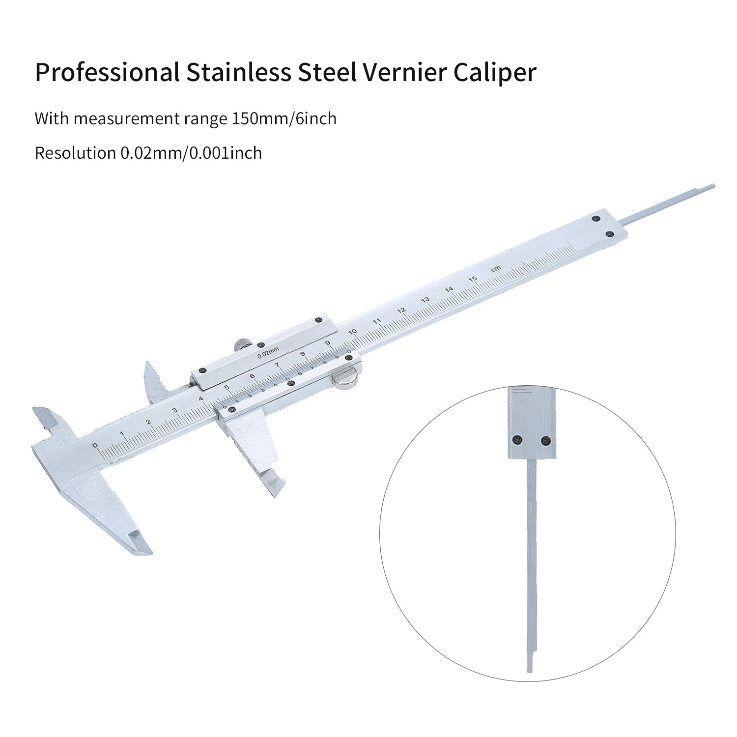 KKMOON 0-150mm Stainless Steel Vernier Caliper Measuring Tool Portable Sliding Gauge Ruler Micrometer