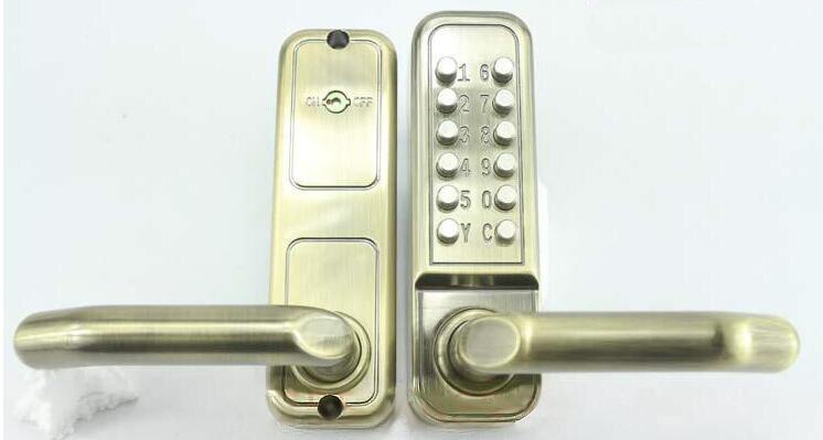Waterproof Mechanical Gate Lock Handle Code Keypad Password Garden Wooden Door Lock Easy To Change Code Keyless Door Entry: Green bronze