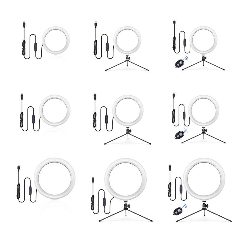 8'' 10'' 12'' Dimmable Ring Lights Wireless Remote Control Phone Video LED RingLight Photography Dimmable Desktop Live Lamp