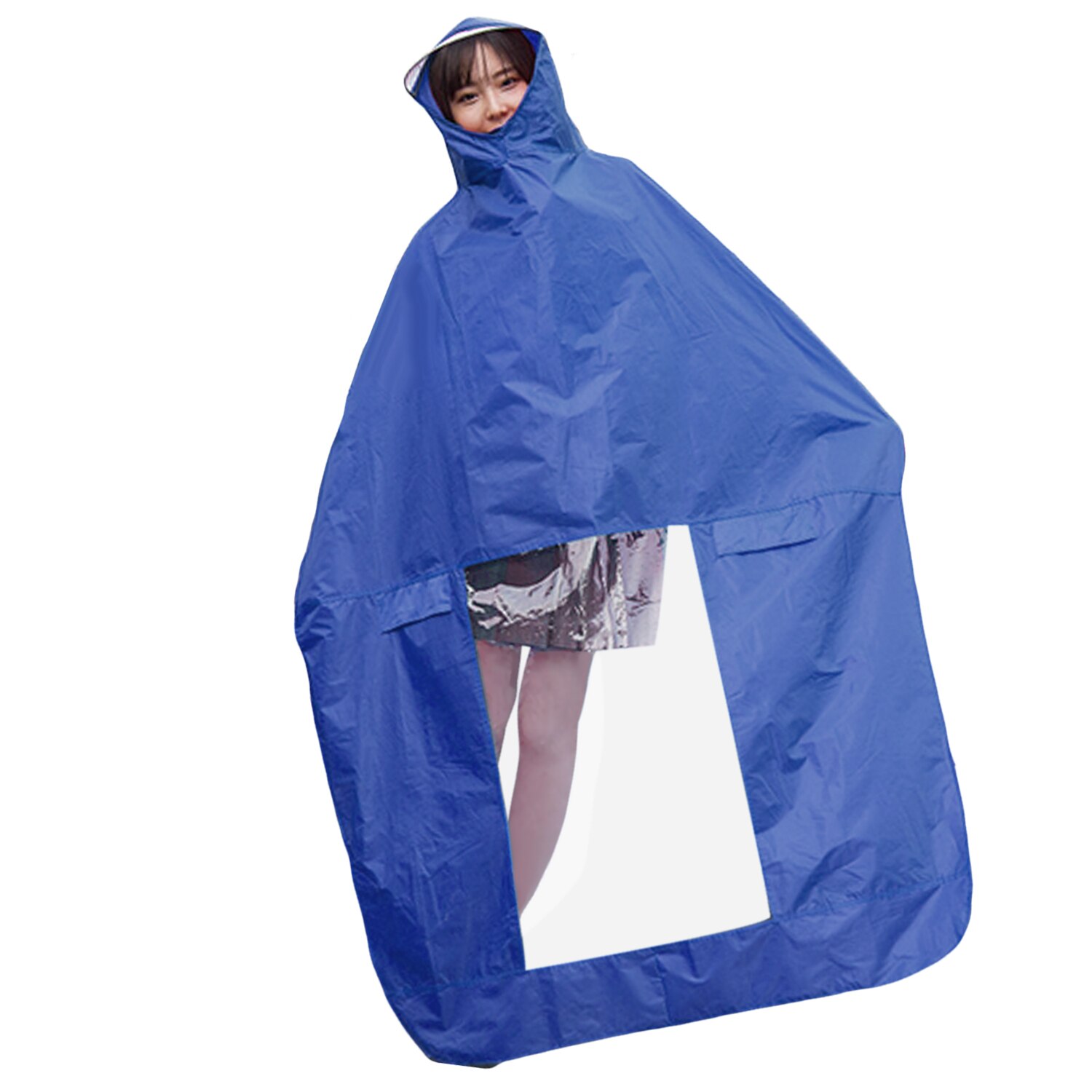Behogar Universal Waterproof Hooded Raincoat Rain Cape Coat Poncho for Mobility Scooters Motorcycle Motorbikes Bicycle Blue