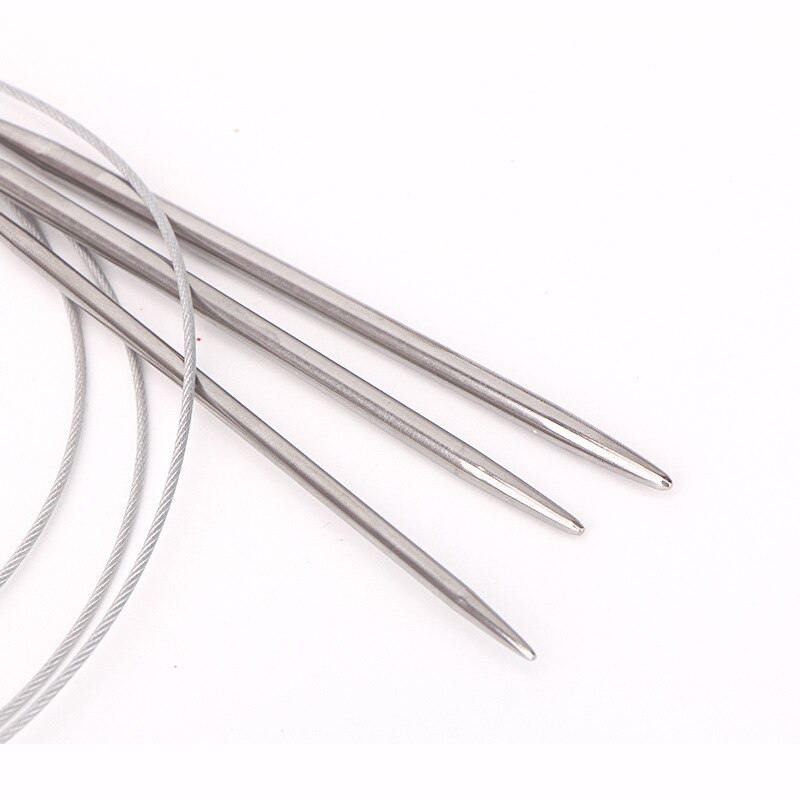 60cm Stainless Steel Circular Knitting Needles Weaving Sweater Scarf Yarn Extended Crochet Ring Needles Sewing Needlework Tools