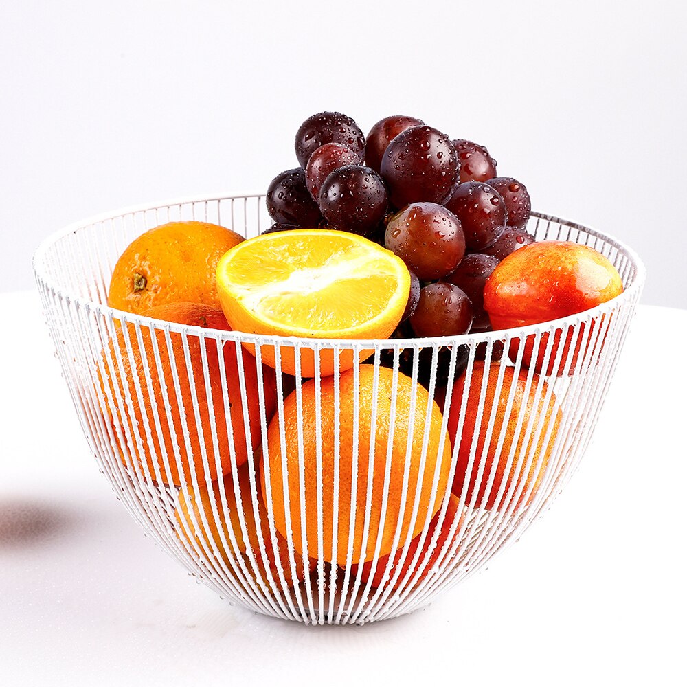 Nordic Fruit Basket Wrought Iron Modern Kitchen Storage Drain Basket Home Living Room Snack Fruit Bowl
