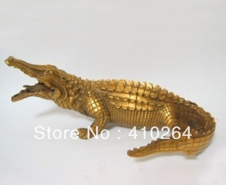 [Mooie Korting] Mooi Brons Krokodil Figuur Standbeeld