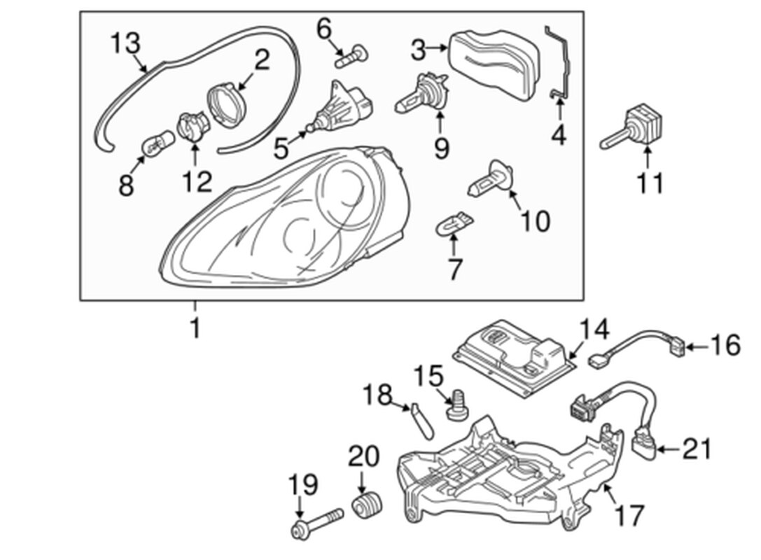 Frontlys ledningsnett passer til porsche cayenne xenon 955 631 239 11
