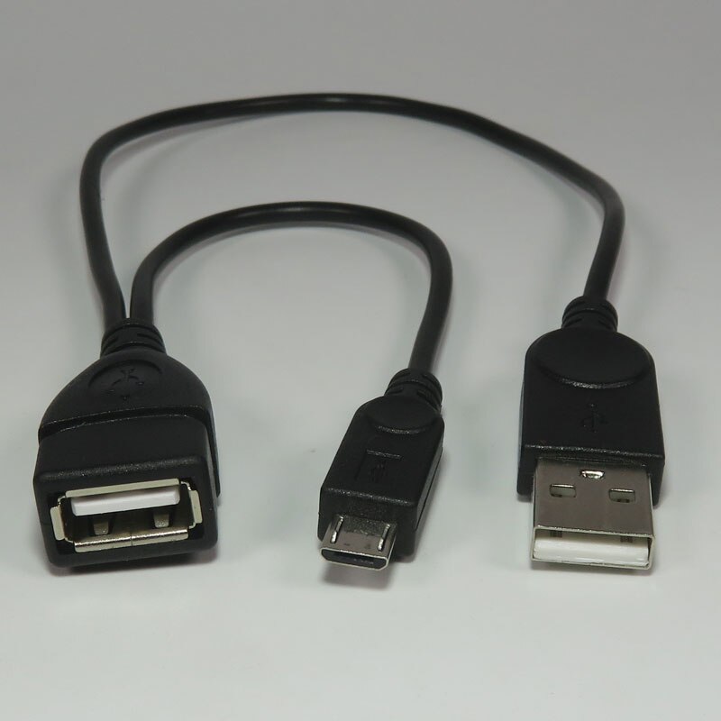 micro-USB OTG Cable with additional power cable USB-A male USB Power cable for long time operation