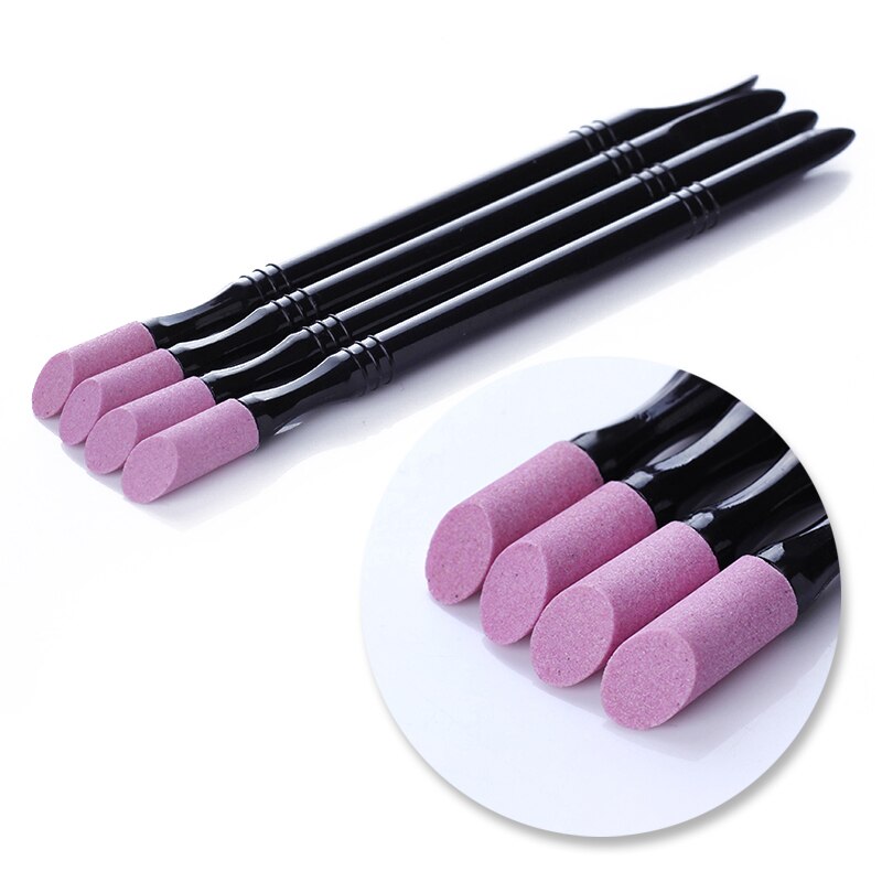 1 pc dobbelt-endede kvarts scrubs negle neglebånd pusher sten pen gryn død hud remover trimmer negle kunst plejeværktøj