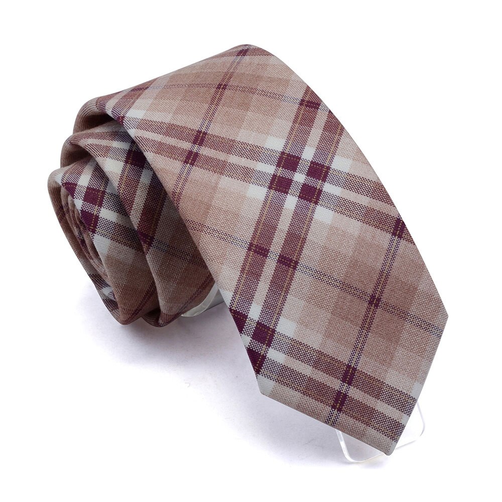 Gusleson slim slips 7cm plaid halsbånd til mænd tr jakkesæt materiale slips til bryllupsfest virksomhed rød grøn bomuld gravata: 06