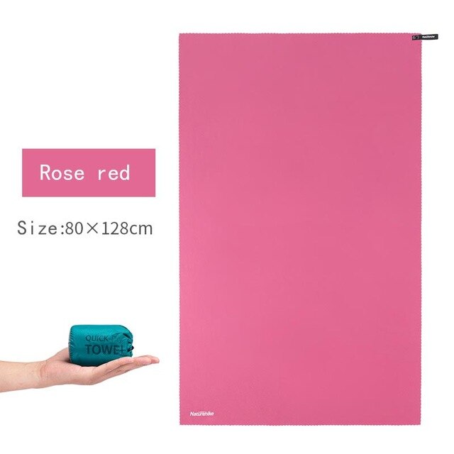 Ultralet kompakt hurtigtørrende lommehåndklæde mikrofiber antibakteriel camping rejse hånd ansigt håndklæde ingen pilling sports badehåndklæde: Rose-rød l