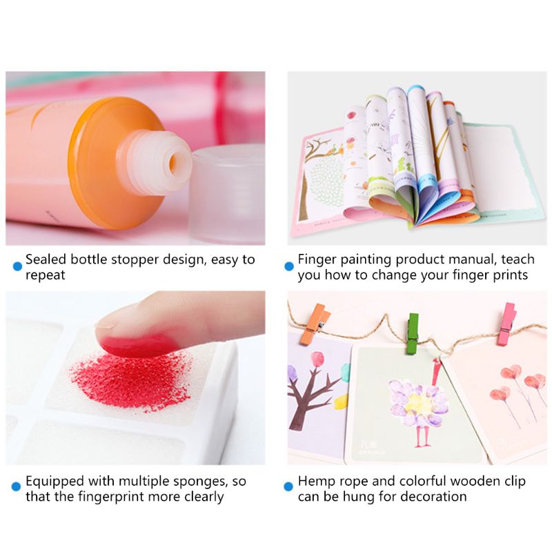 30Ml Vinger Verf 6 Kleuren Set Wasbare Kids Vinger Verf Levert Cadeau Voor Kinderen