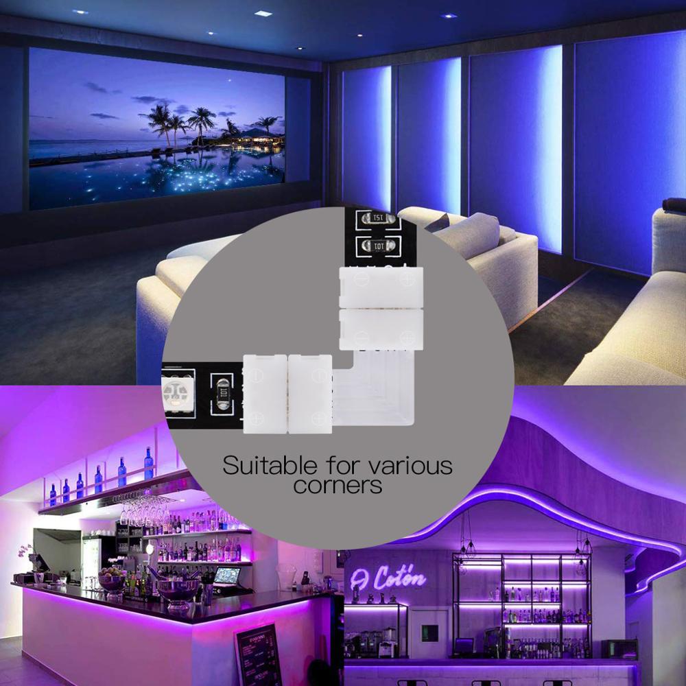 L-form 4- pinners kontakt 10-- pakks jackyled 8 mm 10mm rettvinklet hjørne loddet kontakt 12v 72w klips til 3528/5050 smd rgb