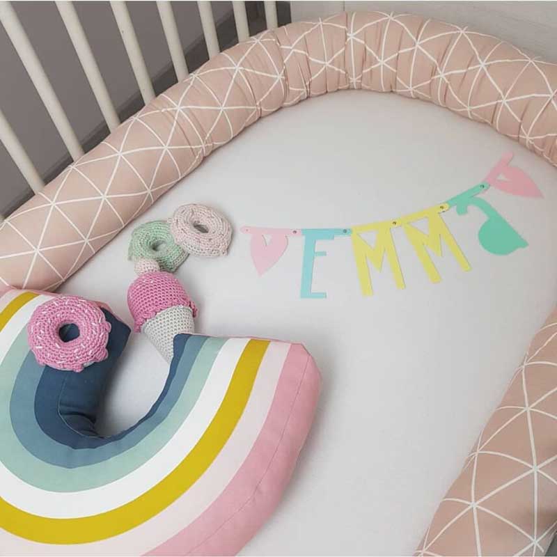 Baby Bed Crib Bumpers Cotton Printed Newborn Cot Bumper Pads Breathable Infant Long Pillows Cradle Cushion 2M