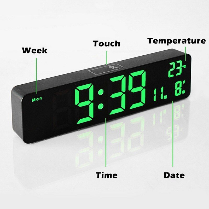 Music LED Digital Alarm Clock Watch Table Clock Digital Temperature Date Display Desktop Mirror Clocks Snooze Home Table Decor