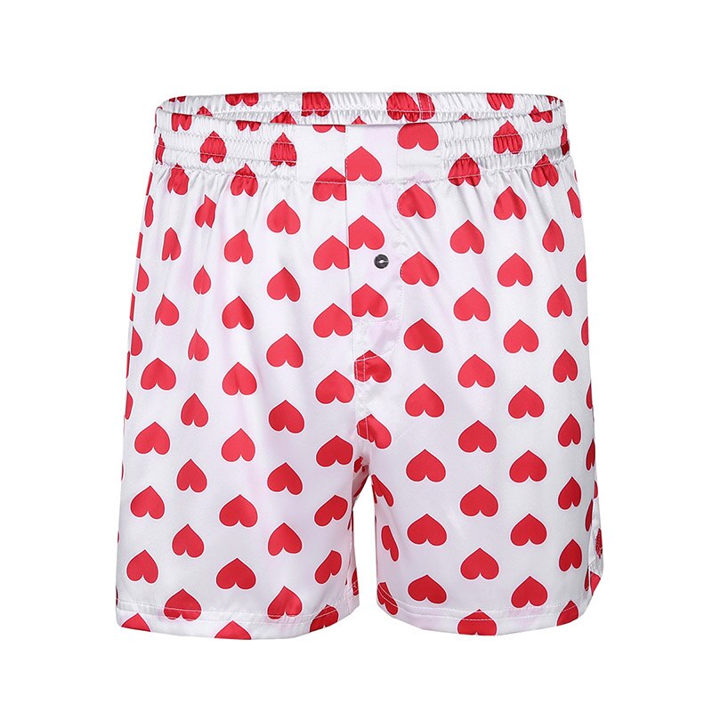 herren Cute Liebe Herz Druck Klassische Weiche Boxer Shorts Leichte Lose Outfit Lounge Shorts für Strand Party Sommer Kleidung: WHITE / M