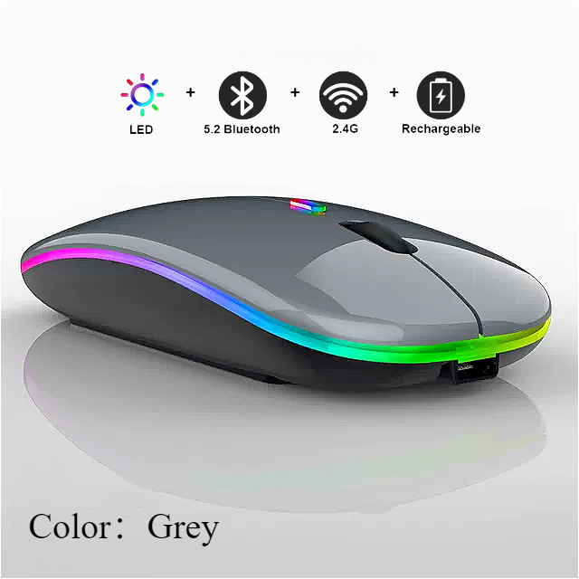 Wireless Mouse For Laptop PC Bluetooth Rechargeable Mouses Wireless Computer Silent Mice LED Backlit Ergonomic Gaming Mouse: DARKNESS