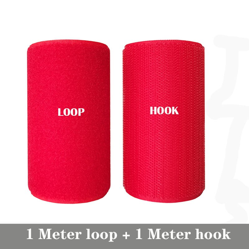 10CM Width Velcros No Adhesive Fastener Tape Hook And Loop Sewing Magic Tape Sticker Velcroing Strap Couture Strip Clothing Red: 1m Hook add 1m Loop