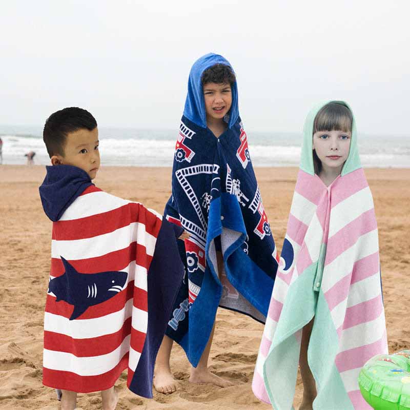 76cm bomulds baby badekåbe til drenge piger børn tegneserie strandbetræk børn hætte kappe spædbørn badekåbe