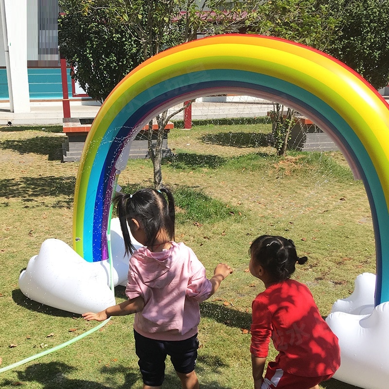 Ginormous rainbow cloud yard sprinkler 238cm kæmpe oppustelig buegang græsplæne strand udendørs legetøj til barn voksen baby spil center