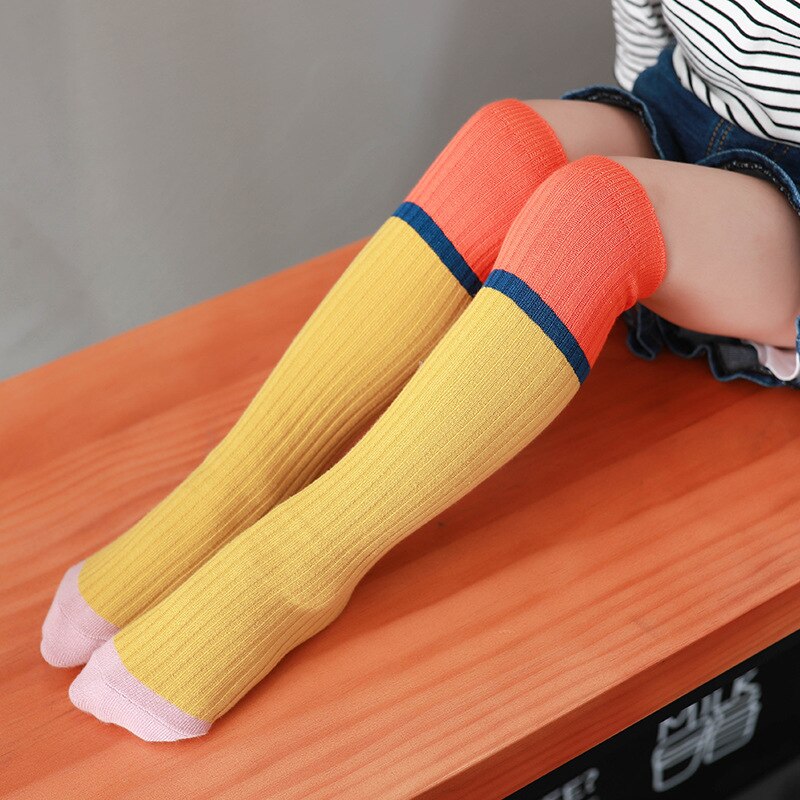 Calzini a righe da calcio per ragazzi da bambina calzini da bambino per bambini calzini a tubo lungo in cotone scuola di sport per bambini gamba bianca roba calda: 3