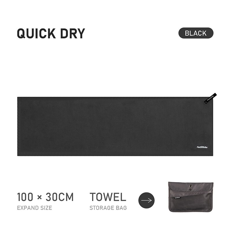 Naturehike – serviette de bain en microfibre ultralégère à séchage rapide, Portable, sport antibactérien, Camping, natation, Fitness, 1 pièces: S Black
