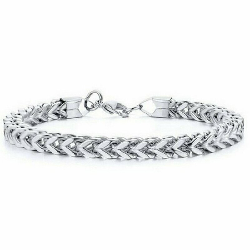 Pulsera de los hombres de acero inoxidable de buena para hombre pulsera hombres de cadena de serpiente en la mano del hombre pulseras de cadena: SV