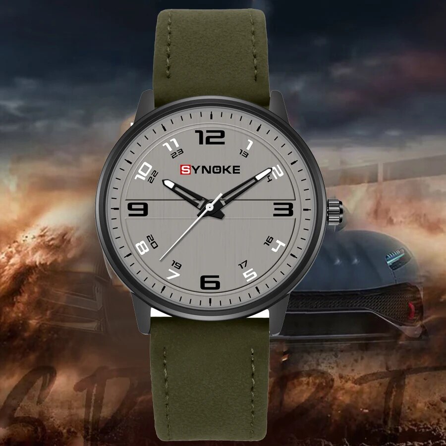 SYNOKE-reloj de cuarzo para hombre, cronógrafo Retro con correa de negocios, sencillo, deportivo, no mecánico