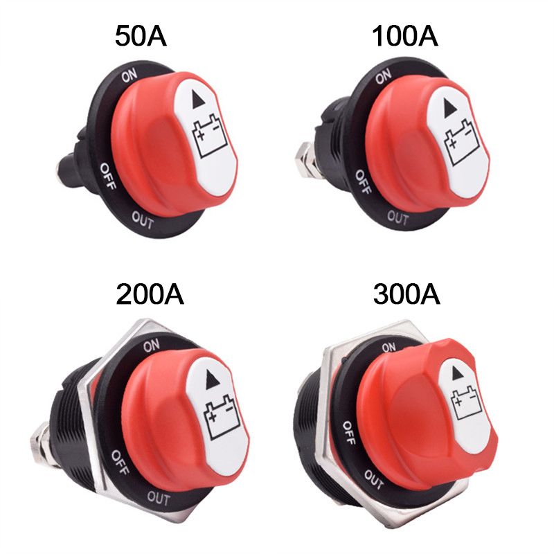 50A 100A 200A 300A Car Battery Disconnect Cut Off Kill Switch Rotary 12V 24V DC Power Isolator Auto Motorcycle Boat Accessories