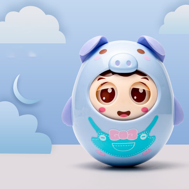 Leuk Varken Knipperende Baby Tumbler Siliconen Kinderziektes Speelgoed Hand Knijpen Zachte Rubber Waarneming Bal Leren Leuk Baby Peuter Speelgoed: Blauw