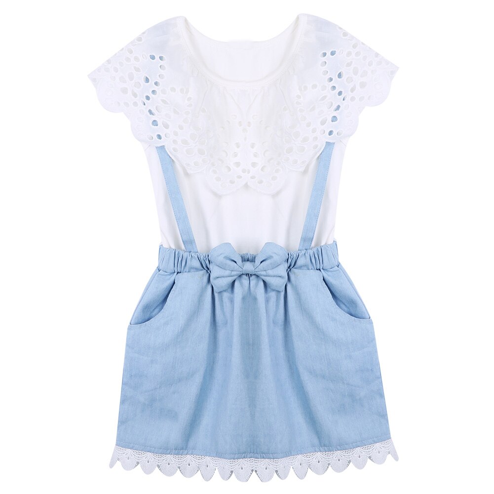 New Fashion Capretti Del Bambino del cotone Delle Ragazze Del Vestito Carino Principessa Senza Maniche In Denim Tulle Bowknot Abiti di Alta-qualità