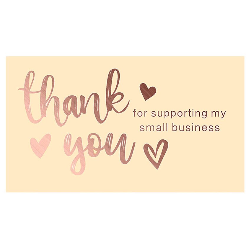 50pcs Pink Thank You for Supporting My Small Business Card Thanks Greeting Card Appreciation Cardstock for Sellers 5*9cm: C