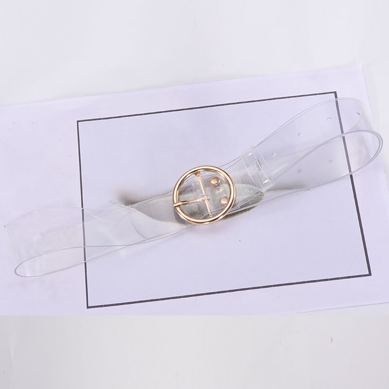 Ceinture en résine pour femmes, jolie en PVC, transparente, mignonne, pour robe, avec boucle ardillon, à la: Gold Round