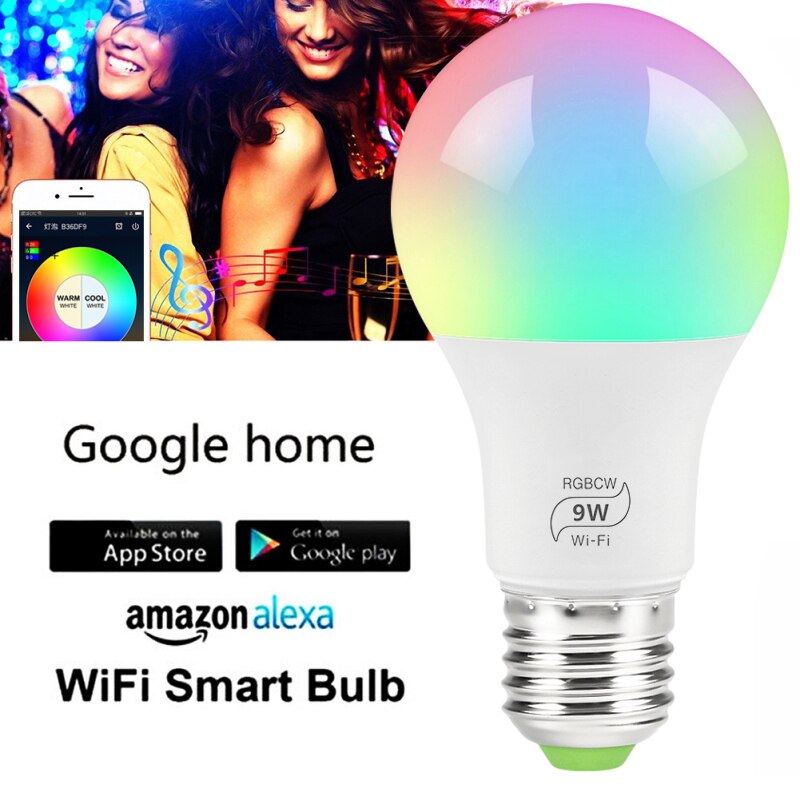 E27 WiFi Smart Light RGB LED Bulb 9W Sunrise Wake Up Lamp Dimmable Compatible With Alexa And Google Assistant