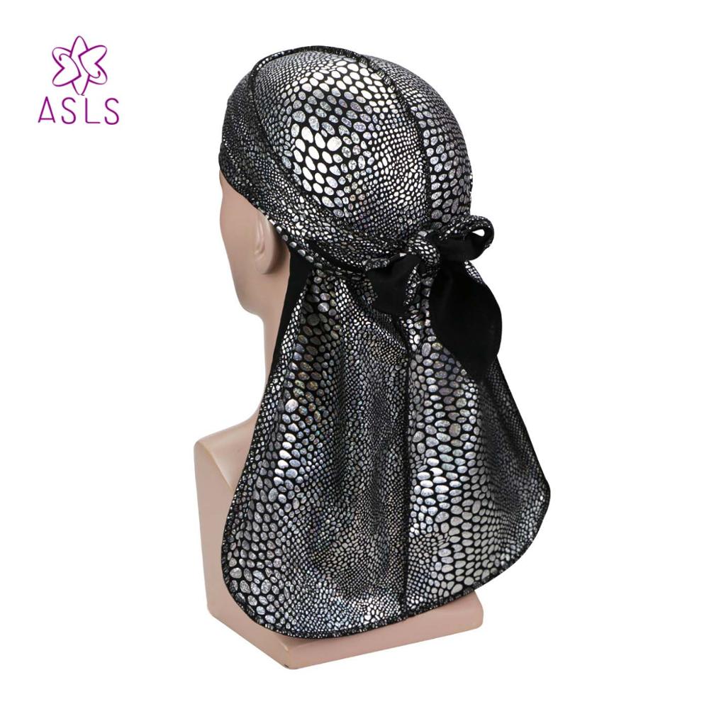 python pattern baotou hat pirate hat Durag Waves Extra Long Tail for Men Biker Headwear Headband Bandana Hair Accessories: Black