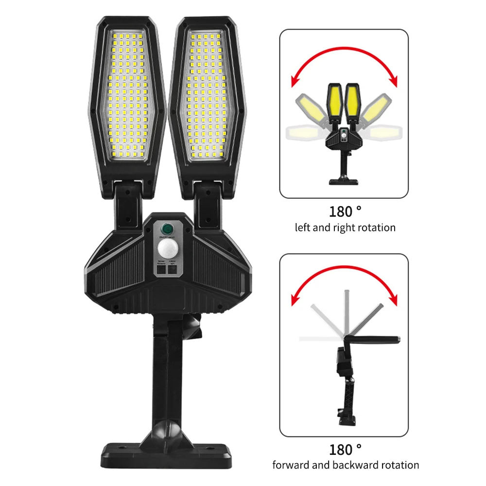 Solar Outdoor Inductie LED Tweekoppige Straatlantaarn Thuis Waterdichte Verlichting Wandlamp Outdoor Tuinlamp met afstandsbediening
