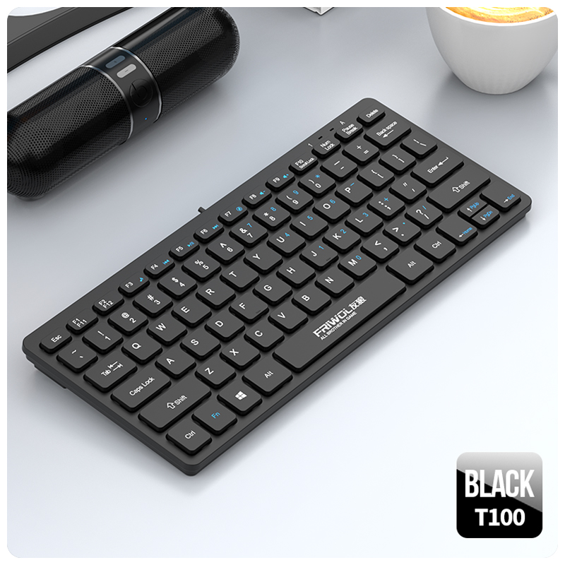 FRIWOL KT-100 Wired Keyboard Mouse Set 78 Key Mini Portable USB Laptop Desktop Computer Home Office CNC: Red