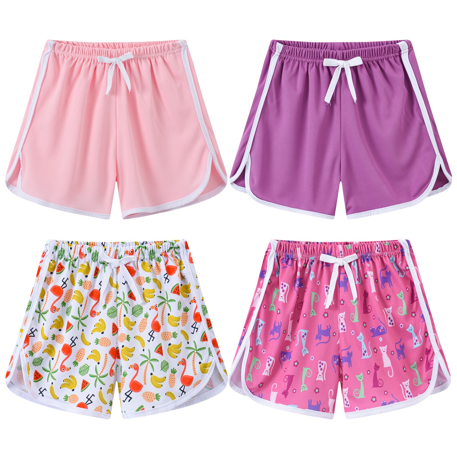 Shorts de plage pour enfants, pantalons de sport décontractés pour garçons et filles, culottes absorbant la transpiration imprimées, vêtements de natation quotidiens pour piscine, 4 pièces: 4pcs-Type 1 / 110