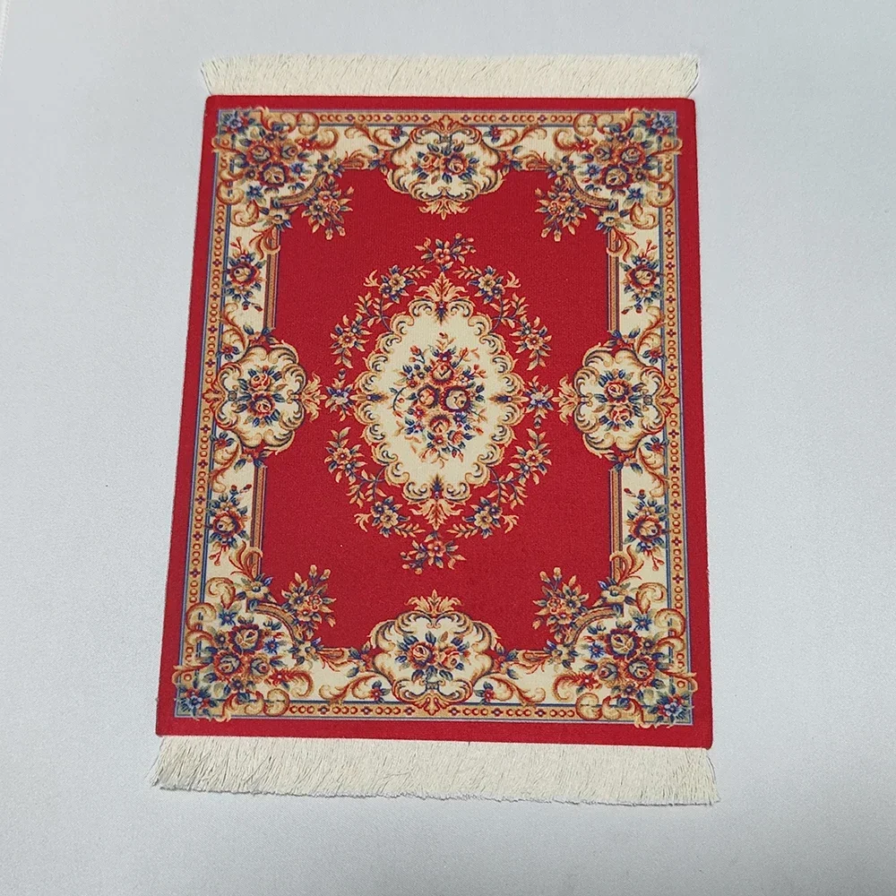 Woven flower Persian carpet small coaster merchants mouse pad desk mat retro style rubber non-slip computer mats: Pink