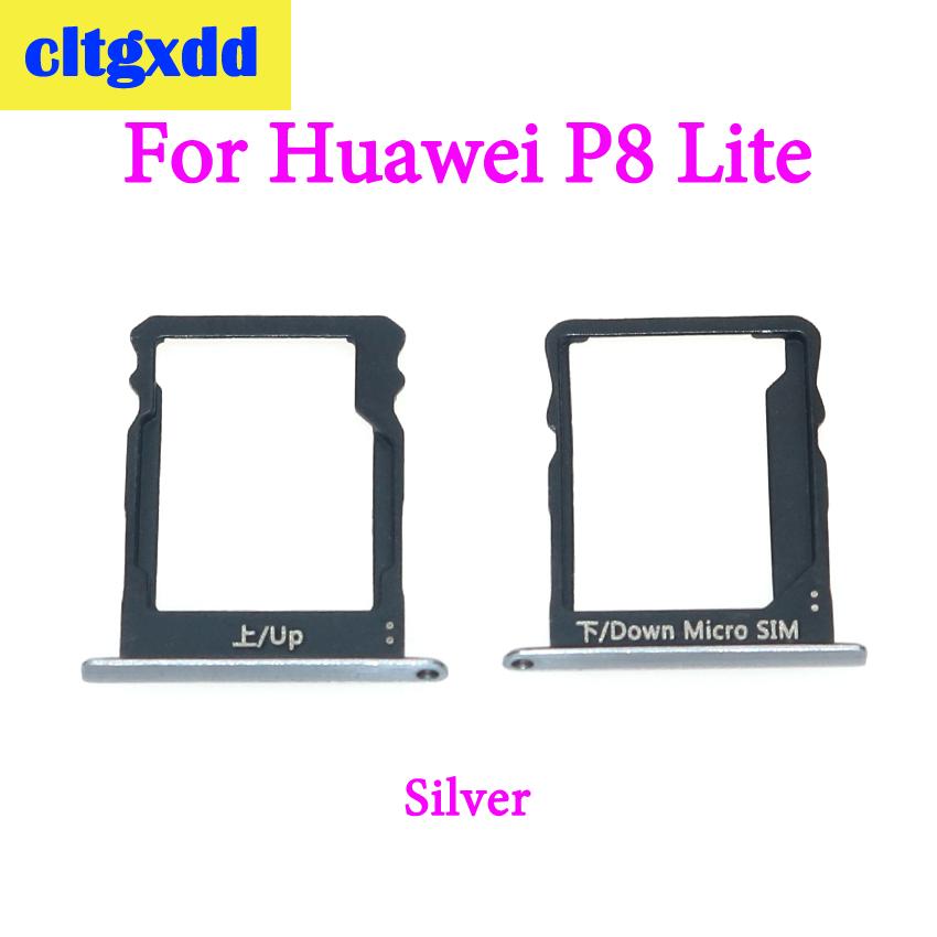 cltgxdd 1Set For Huawei P8 Lite SIM Card Tray and Micro SD Card Tray Slot Socket Adapter Repair Replacement Parts: Silver