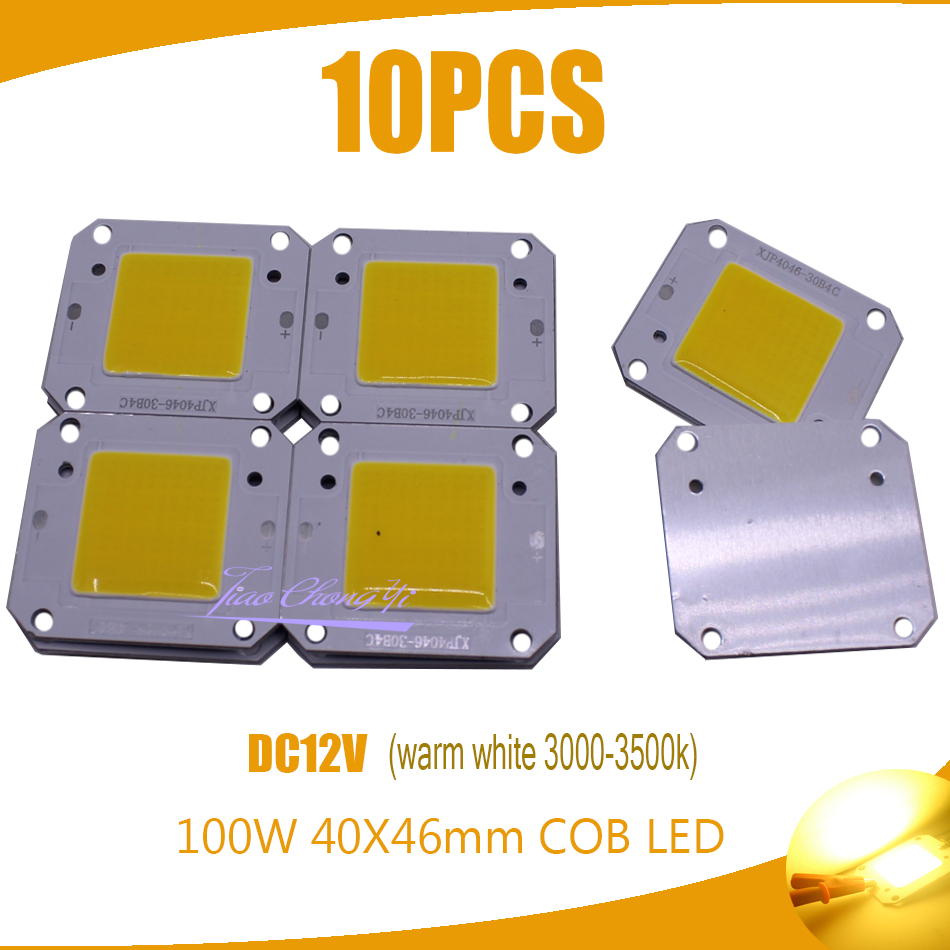 100W 40x46mm COB LED Chip warm wit 3000-3500k 100LM/W LED DC12V 7A Chip Bron voor Overstroming Licht 10PCS