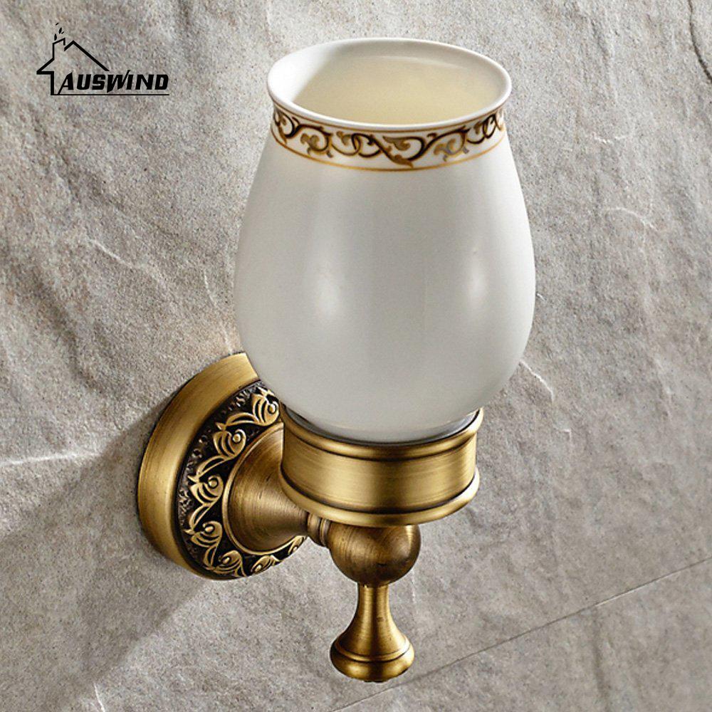 Juegos de accesorios tallados de latón antiguo para baño, accesorios de baño de bronce cepillado europeo, latón macizo tallado, producto para baño gy5: toothbrush holder